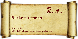 Rikker Aranka névjegykártya